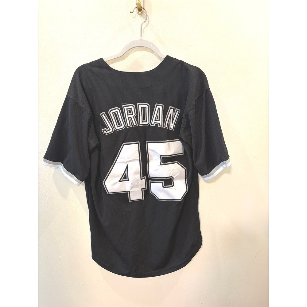 Birmingham Barons Michael Jordan Baseball Jersey Black White Vintage M
